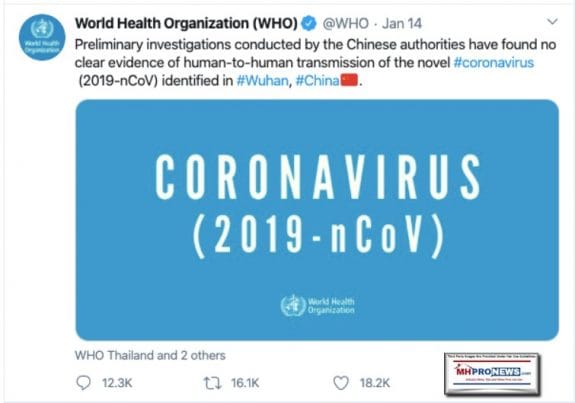 WorldHealthOrganizationWHOTweetJan142020NoHumanToHumanTransmissionRiskWHOperChinaManufacturedHomeProNews2