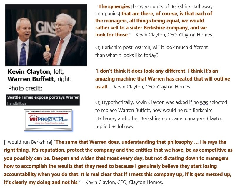 KevinClaytonQuotesOnWarrenBuffettBerkshireHathawayClaytonHomesSynergiesManufacturedHomeProNews