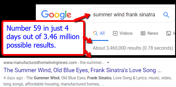 SummerWindFrankSinatraSearchResultTestManufacturedHomeLivingNews