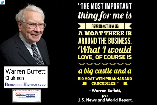 WarrenBuffettPhotoQuoteBerkshireHathawayLogoMostImportantThingFiguringOutHowBigMoatAroundBusinessLoveBigCastleBigMoatWithPiranhasCrocodilesManufacturedHomeProNews