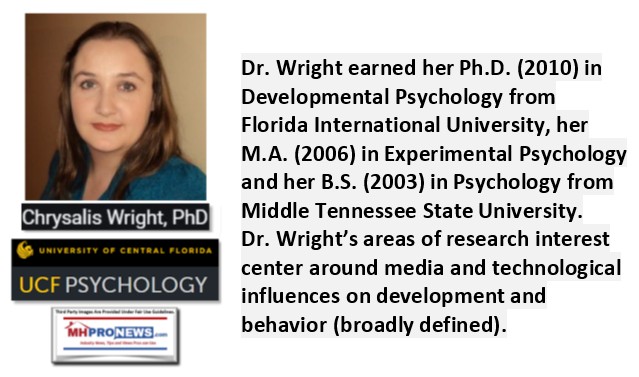 DrChrysalisWrightPh.D.PhotoDevelopmentalPsychologyMediaTechInfluenceUnivCentralFloridaLogoUCFPsychologyBioMHProNews