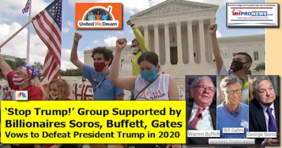 StopTrump!UnitedWeDreamSupportedBillionairesSorosBuffettGatesPhotosVowsDefeatPresidentTrump2020NBCNewsLogoStillMHProNewsCollage