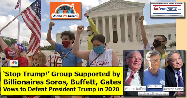 StopTrump!UnitedWeDreamSupportedBillionairesSorosBuffettGatesPhotosVowsDefeatPresidentTrump2020NBCNewsLogoStillMHProNewsCollage