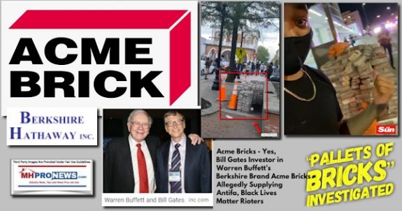 AcmeBricksBillGatesInvestorWarrenBuffettBerkshireBrandAcmeBricksAllegedlySupplyingAntifaBlackLivesMatterRiotersPalletsOfBricksInvestigatedPhotosLogosMHProNews