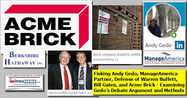 FiskingAndyGedoPhotoManageAmericaLogoDefenseWarrenBuffettBillGatesAcmeBrickPhotoBerkshireLogosExaminingGedosDebateArgumentMethodsMHProNewsLogo