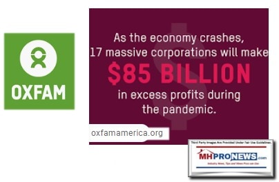 OxFamLogoAsEconomyCrashes17CorporationsWillEarn85BillionMoreProfitsGraphicMHProNewsLogo