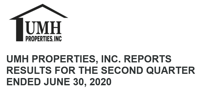 UMHPropertiesInc-logoNYSE.UMH-ResultsSecondQuarterEndedJune30.2020MHProNews