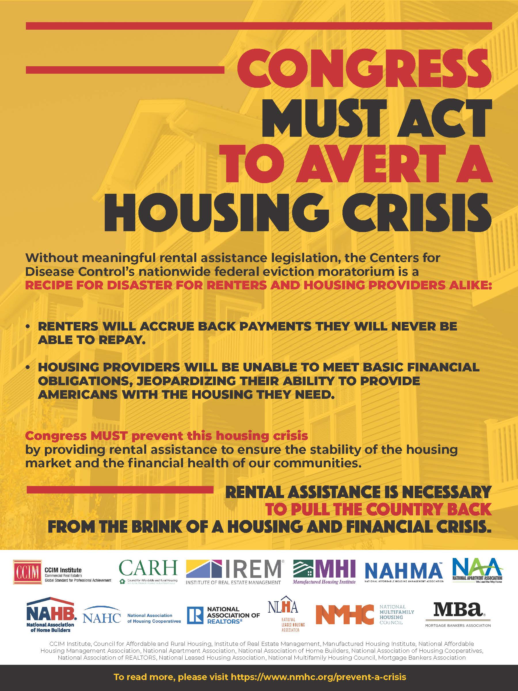 CongressMustActAvertHousingCrisisRealEstateCoalitionAdPoliticoSeptember2020ManufacturedHousingInstituteLogoMHIMHProNews