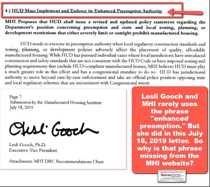 HUDMustImplementEnforceEnhancedPreemptionAuthorityLesliGoochLetterSecBenCarsonJuly182019MHProNewsFactCheck