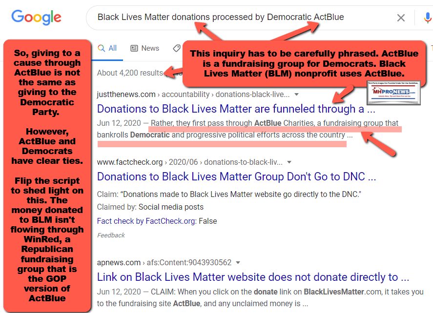 DonationsToBlackLivesMatterFunneledThroughActBlueConnectedToProgressiveDemocraticCausesNotViaWinRedConnectedtoGOPMHProNewsFactCheck