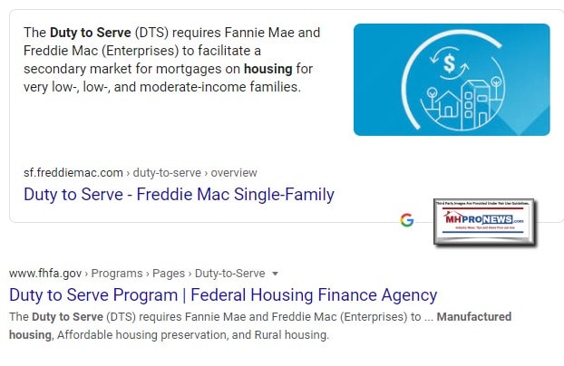 DutyToServeRequiresFannieMaeFreddieMacEnterprisesFacilitiateSecondaryMarketMortgagesHousingVeryLowLowModerateIncomeFamiliesFHFAFreddieMacDefinitionsMHProNewsGoogleResults