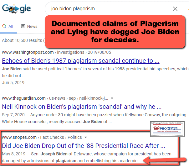 JoeBidenPlagerismLyingAdmissionsGoogleSnoopesWashingtonPostHeadlinesMHProNews