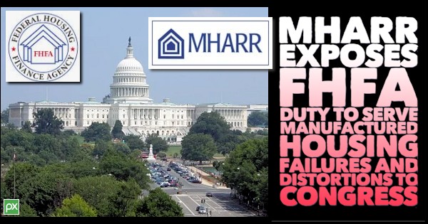 MHARRexposesFHFADutyToServeManufacturedHousingFailuresDistortionsToCongressLogo