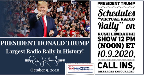 PresidentTrumpSchedulesVirtualRadioRallyPhotoRushLimbaughShowLogo12PMNoonE10.9.2020CallInsMessagesEncouragedMHProNewsLogo