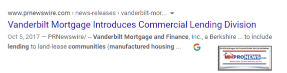 VanderbiltMortgageFinanceClaytonHomesDutyToServeLoansMortgagesManufacturedHomeLandLeaseCommunitiesMobileHomeParksManufacturedHomeMHProNews