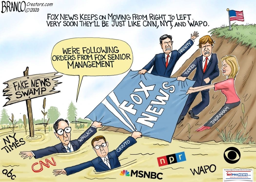 FoxNewsWallaceCavutoHannityIngrahmCarlsonFakeNewsSwampBrancoPoliticalCartoonFoxMovingLeftMHProNews