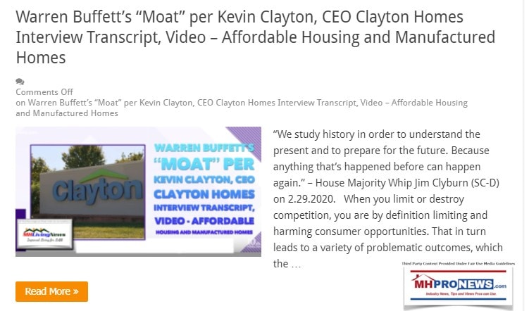 WarrenBuffettsMoatKevinClaytonCLaytonHomesVideoTranscriptManufacturedHomeLivingNewsMHProNews