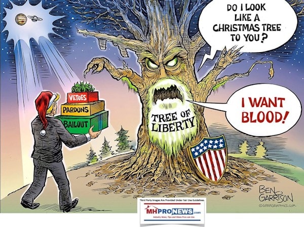 GarrisonCartoonTreeOfLibertyDemandsBloodForChristmasTreeOfLibertyWateredByBloodPatriotsTyrantsJeffersonQuoteTrumpMHProNews