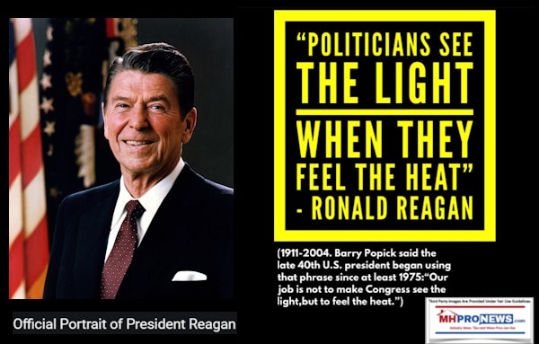 QuotePoliticiansSeeTheLightWhenTheyFeelTheHeatRonaldReaganPhoto1911-2004QuoteOurJobIsMakeCongressFeelTheHeatSoTheySeeLightMHProNews