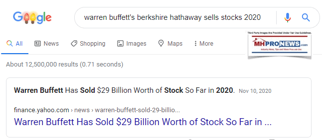 WarrenBuffettSold29BillionWorthOfStocksNov10.2020MHProNews