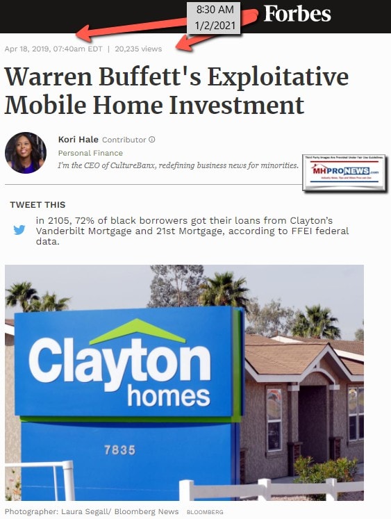 ForbesKoriHaleCultureBanxWarrenBuffettsExplotativeInvestmentClaytonHomesScreenCaptureFactCheckMHProNews