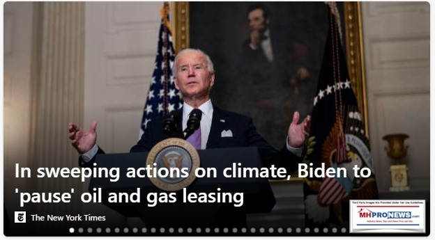 NewYorkTimesLogoJoeBidenSweepingEOClimateChangePauseOilGasLeasingMHProNewsPhotoLogo