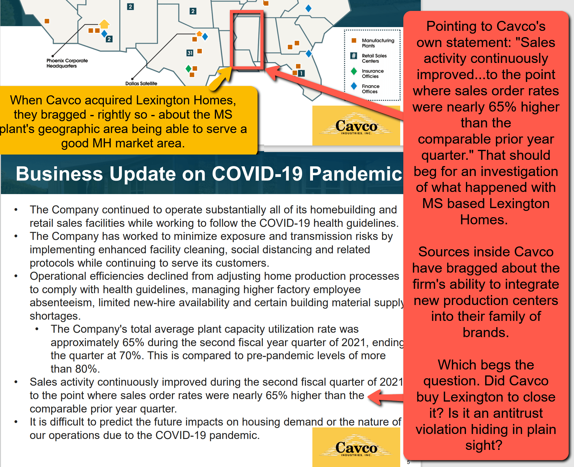 DidCavcoIndustriesLOGOBuyLexingtonHomesToCloseIt-AntitrustViolationQuestion-Nov2020InvestorRelationsPresentationFactCheckAnalysisMHProNews