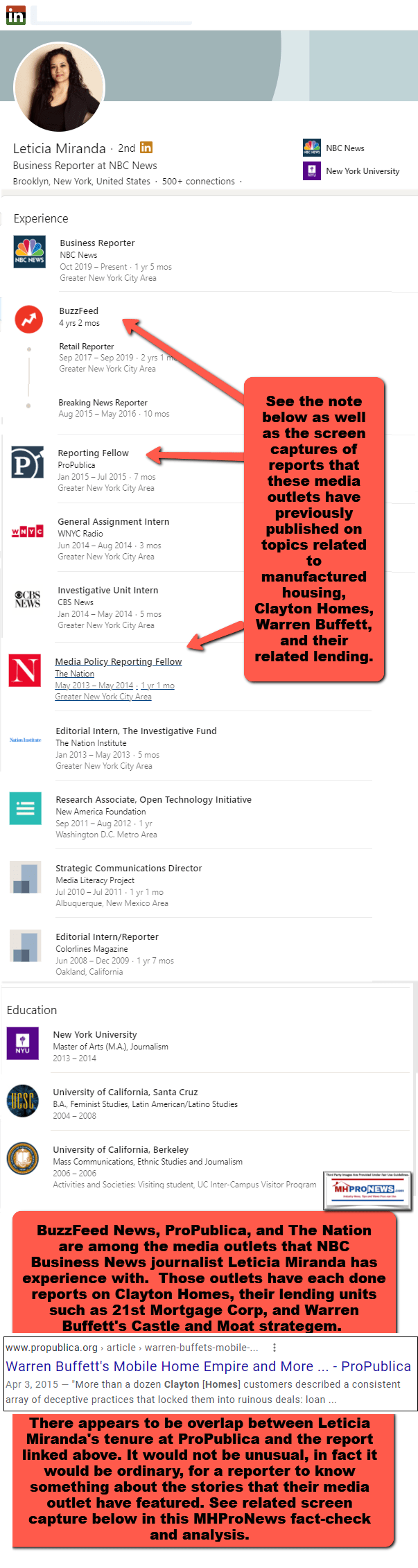 LeticiaMirandaBusinessReportNBCNewsLinkedInProfessionalProfileBuzzFeedProPublicaTheNationMHProNewsFactCheckClaytonHomes21stMortgageManufacturedHousingInstitute