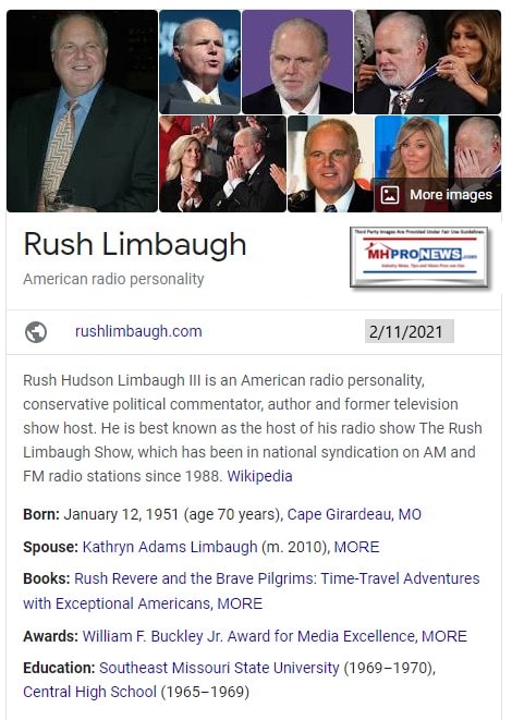 RushLimbaughWikiBooksEducationCareerBioBriefPhotosMHProNewsLogo