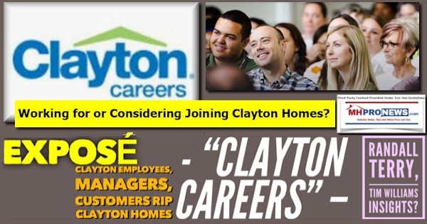 ExposéWorkingConsideringClaytonHomesLogoClaytonEmployeesManagersCustomersRipClaytonHomesClaytonCareersLogoRandallTerryTimWilliamsInsightsMHProNews