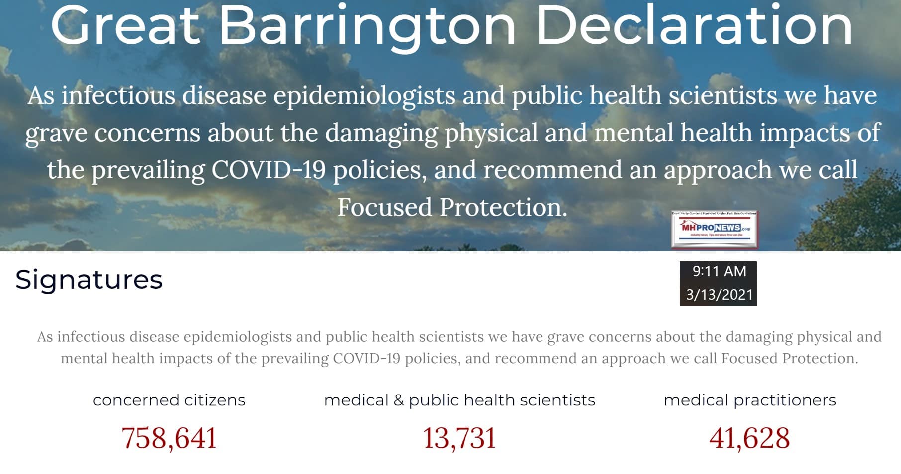 GreatBarringtonDeclarationFocusdProtectionLogoSummaryStatementOver50000PublicHealthMedicalSigners750KCitizensMHProNewsLOGO