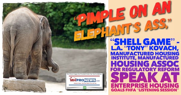 PimpleOnElephantsAssShellGameLATonyKovachManufacturedHousingInstituteManufacturedHousingAssocRegulatoryReformSpeakEnterpriseHousingGoalsFHFAListeningSessionMHProNewsMAST