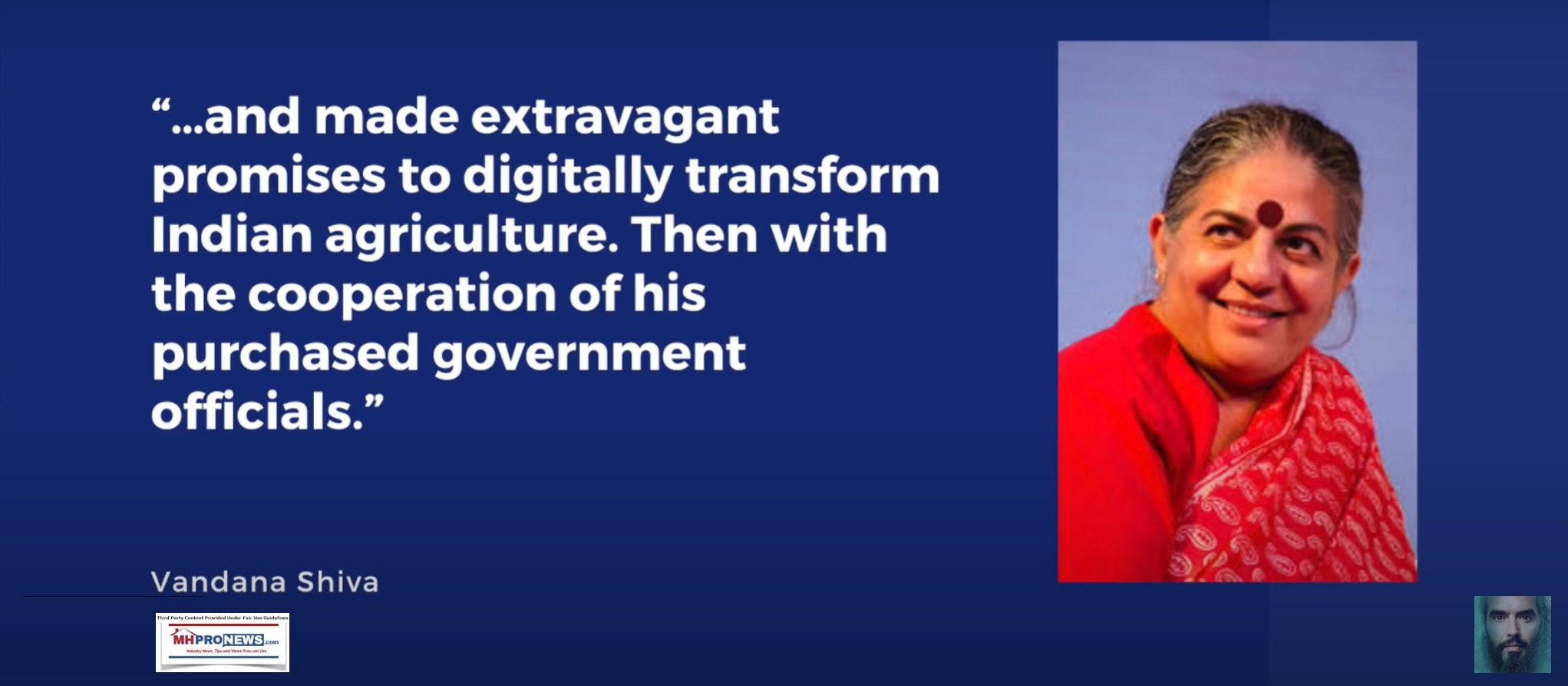 VadanaShivaPICquoteWhenBillGatesForcedResecutTechIndianFarmersOnlyBenefitsWasGatesExtravangetPromisesTransformIndianAGCooperationPurchasedGOVTofficialsRussellBrandLogoMHProNewsLogo
