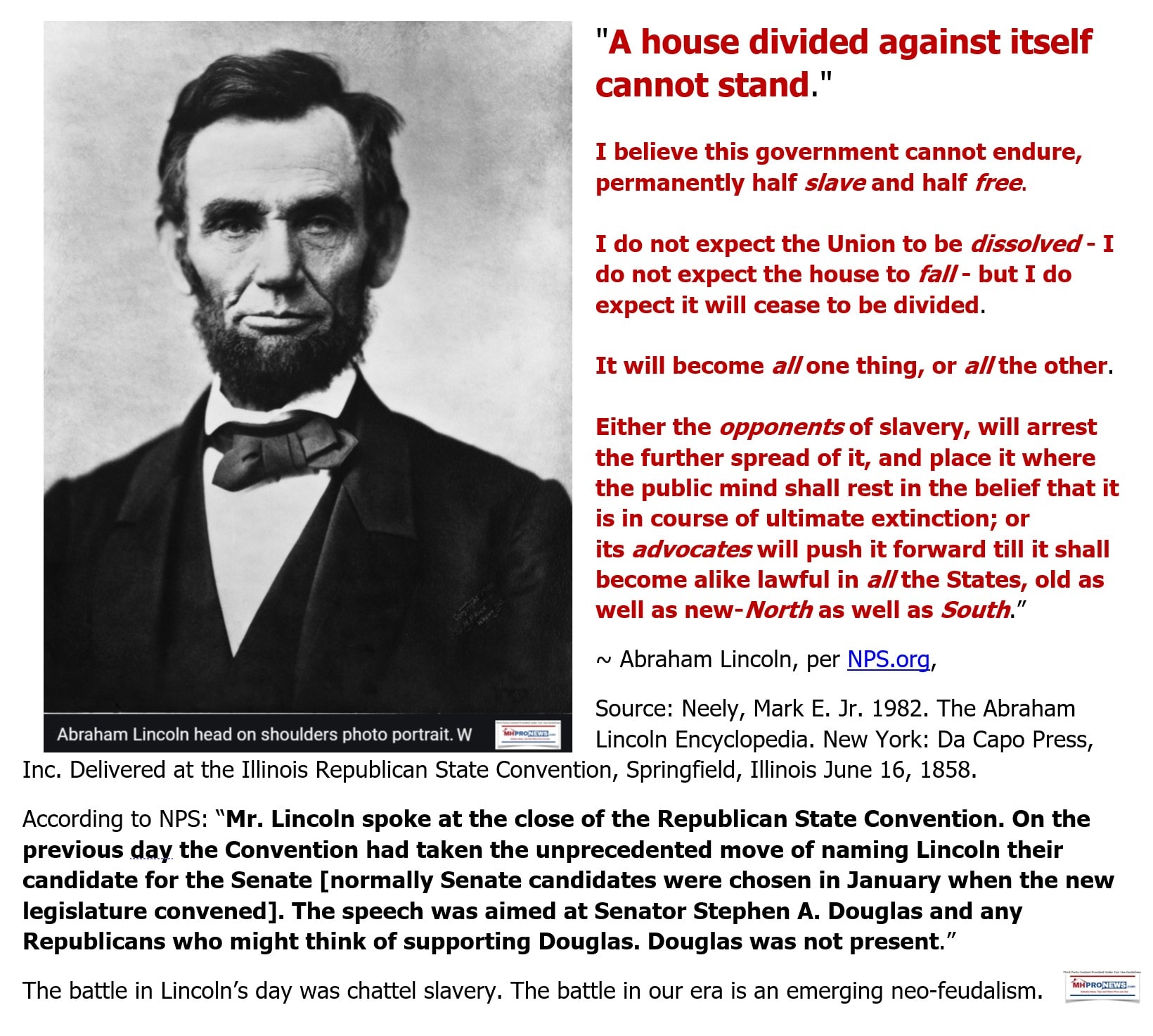 AbrahamLincolnPhotoPortraitAHouseDividedAgainstItselfcannotStandSpeechQuoteUnionWillBecomeAllOneThingorAnotherSlaveryArrestedAdvocatesWillPushToAcceptInNorthAndSouthMHProNews