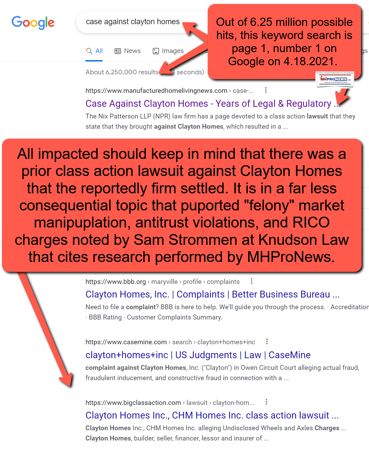 CaseAgainstClaytonHomes4.18.2021GoogleSearchMHProNews