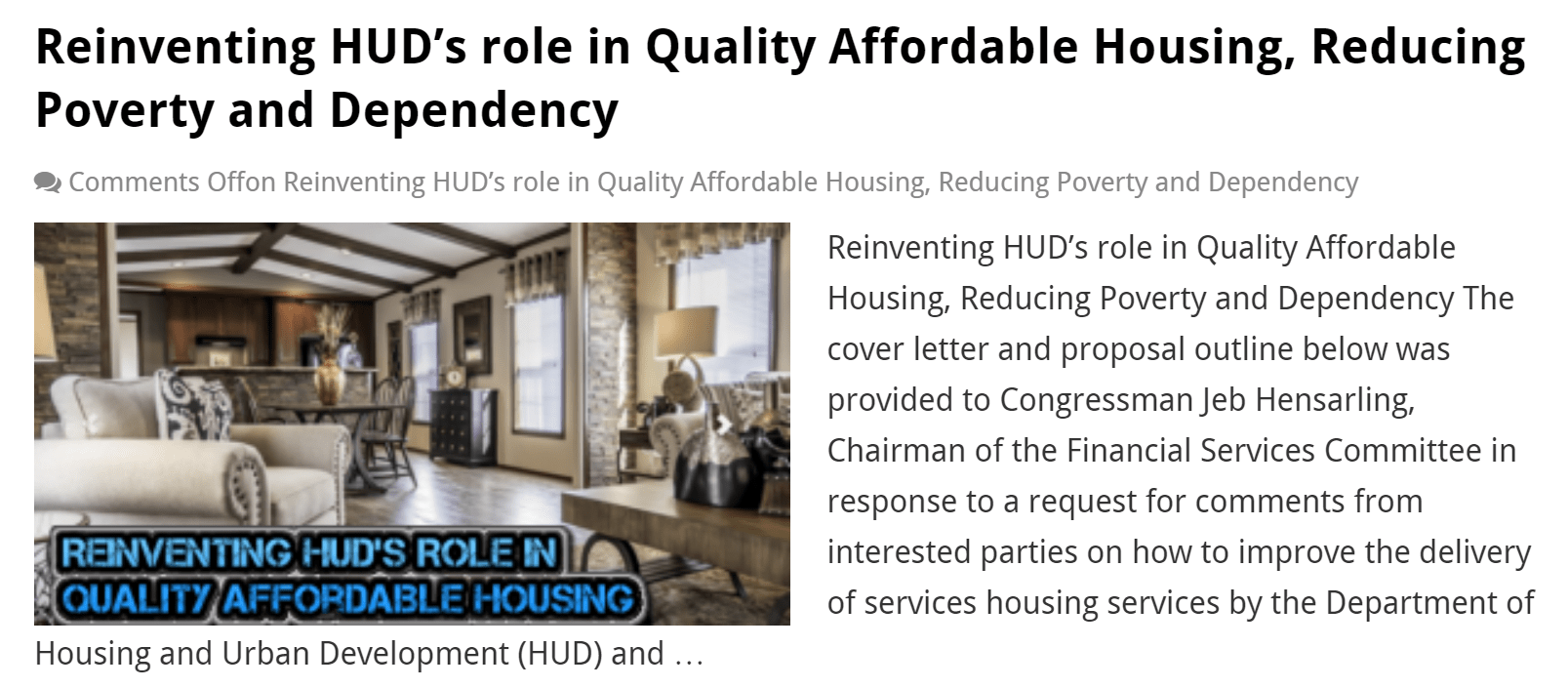 ReinventingHUDsRoleInQualityAffordableHousingMHLivingNewsManufacturedHomeLivingNews