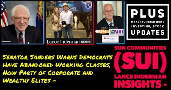 BernieSandersLanceIndermanGaryShiffmanSunLogoSenatorSandersWarnsDemsAbandonedWorkingClassesNowCorpWealthyElitesPartySunCommunitiesSUILanceIndermanInsightsInvestmentsMHProNews