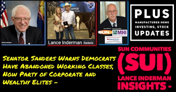 BernieSandersLanceIndermanGaryShiffmanSunLogoSenatorSandersWarnsDemsAbandonedWorkingClassesNowCorpWealthyElitesPartySunCommunitiesSUILanceIndermanInsightsInvestmentsMHProNews