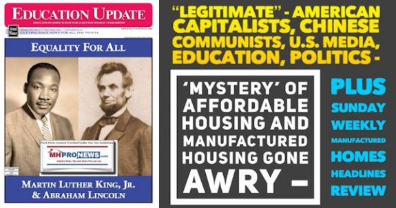 EducationUpdateMartinLutherKingJrAbrahamLincolnPICLegitimateCapitalistsCommunistsMediaEducationPoliticsMysteryAffordableManufacturedHousingGoneAwrySundayWeeklyManufacturedHomesReview