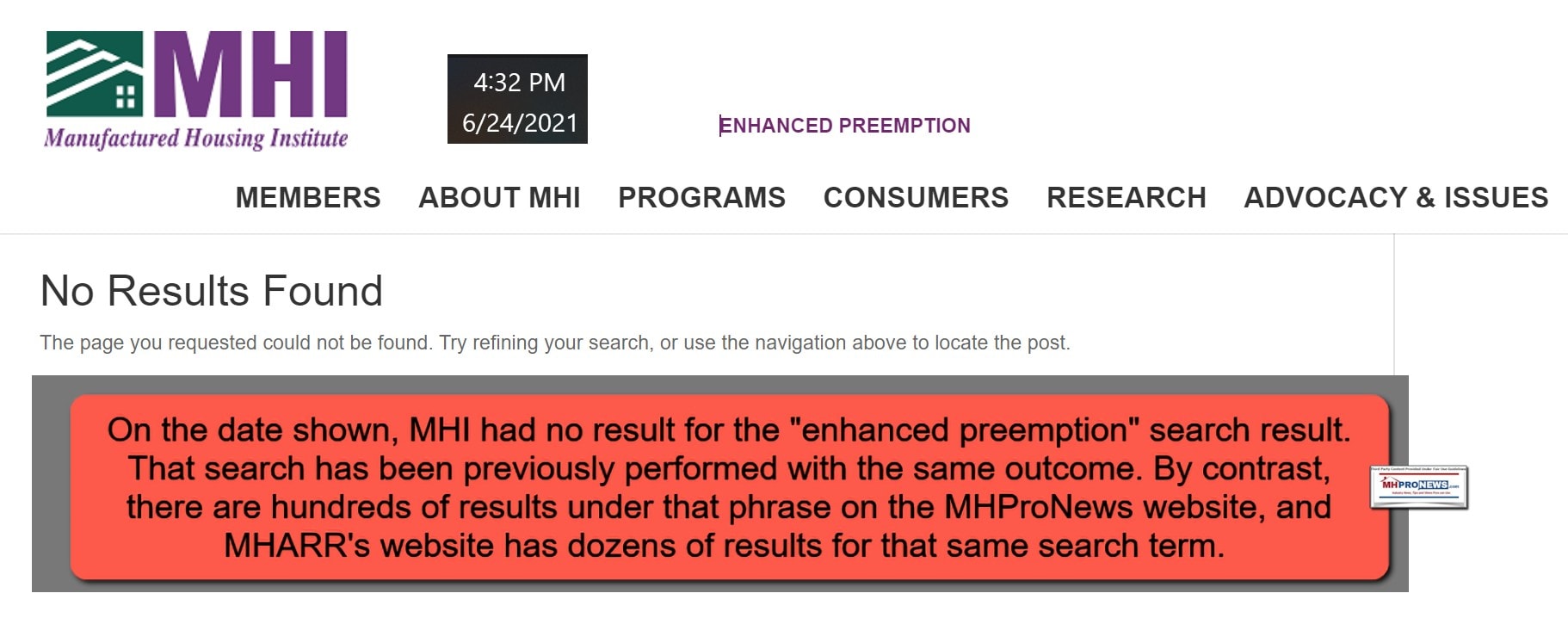 EnhancedPreemption6.24.2021ManufacturedHousingInstituteWebsite4.49PMManufacturedHomeProNewsFactCheck