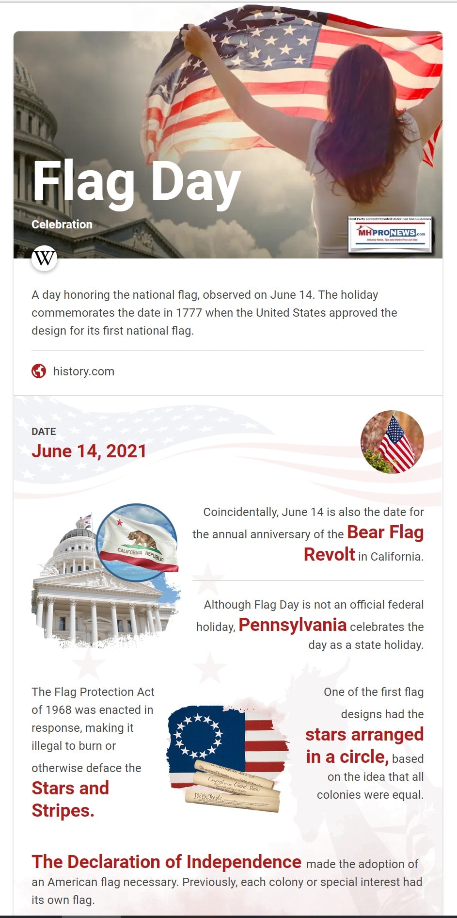 FlagDayUSAwikiHistoryManufacturedHomeProNews