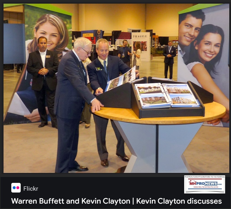 WarrenBuffettKevinClaytonBerkshireHathawayAnnualMeetingApril29-2011-ClaytonHomesLogoDisplayManufacturedHomeProNews