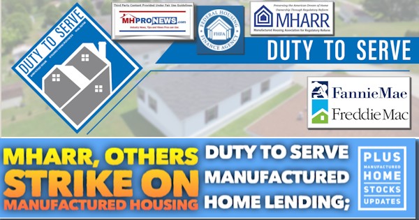 FHFA-ManufacturedHomesDutyToServeGSEsFannieMaeFreddieMacLogoManufacturedHousingAssocRegReformLogoManufacturedHomeDTSLoansPlusMHStockUpdatesMHProNews