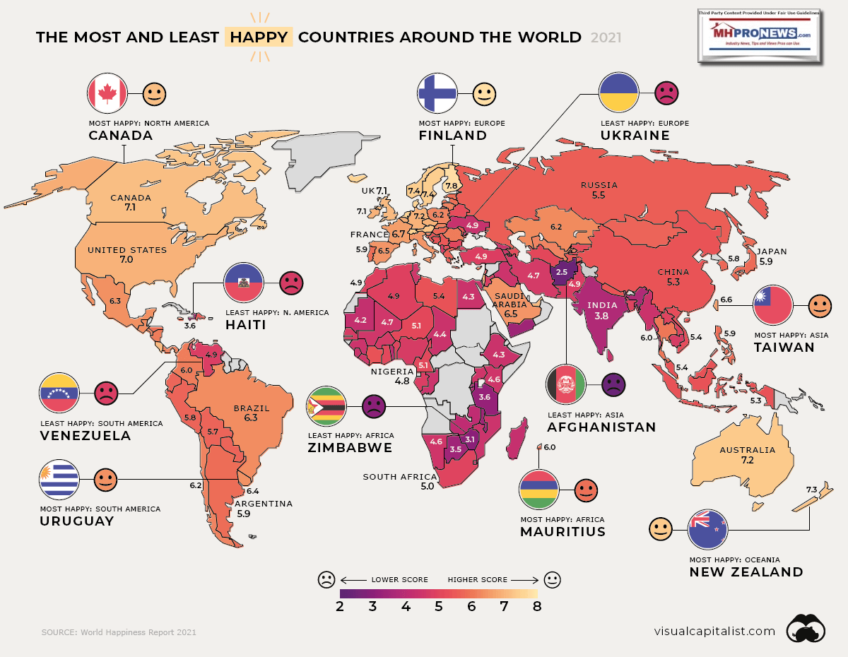 MostLeastHappyCountriesWorld2021VisualCapitalistMHProNews