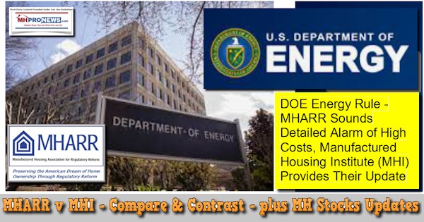 DepartmentOfEnergyBldgDOElogoMHARRvMHICompareContrastMHARRlogoDOEenergyRuleMHARRsoundsAlarmHighCostsManufacturedHousingInstUpdateMHProNews