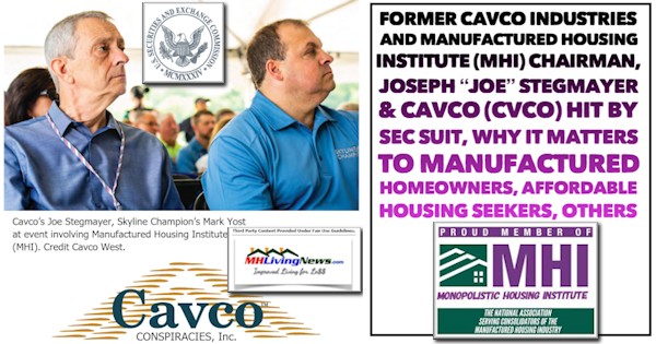 JoeStegmayerMarkYostPicSEClogoCavcoIndustriesLogoManufacturedHousingInstLogoChairStegmayerHitSECSuitWhyMattersManufacturedHomeownersAffordableHousingSeekersMHLivingNewsLogo