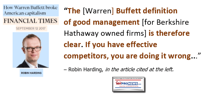 WarrenBuffettDefinitionOfGoodManagementIsClearIfYouHaveEffectiveCompetitorsYouAreDoingItWrongQuoteClaytonHomesManufacturedHomeProNewsRobinHardingQuote