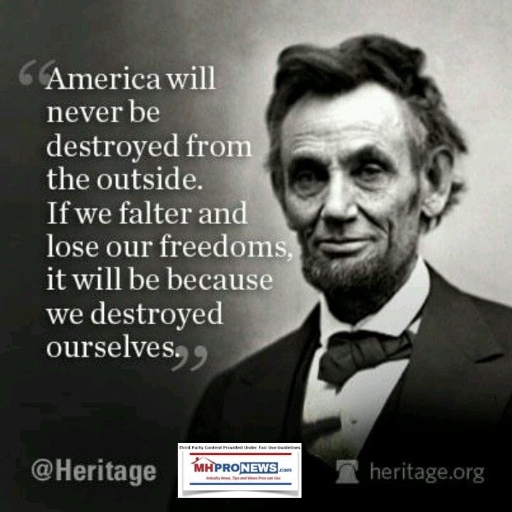 AmericaWillNeverBeDestroyedFromOutsideIfweFalterLoseOurFreedomsItWillBeBecauseWeDestroyedOurselvesAbrahamLincolnParaphraseQuoteMHProNews