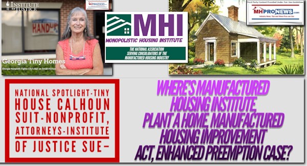 NtlSpotlightInstituteJusticeTinyHouseHandsUpLogosCottagePicManufacturedHousingInstPlantAHomeManufacturedHousingImpActMHIAEnhancedPreemptionCaseMHProNews