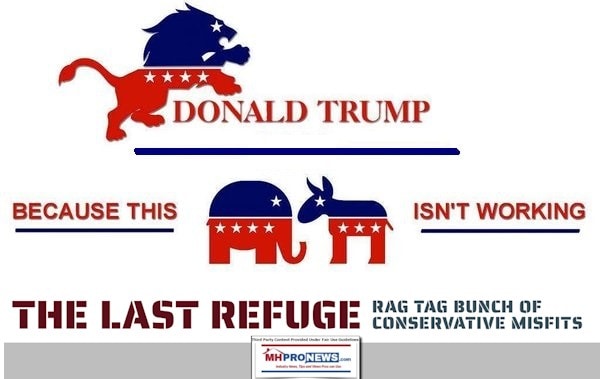 RedWhiteBlueLionDonaldJTrumpBecauseRebublicanElephantDemocratDonkeyIsntWorkingLastRefugeLogoMHProNews